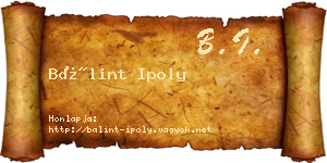 Bálint Ipoly névjegykártya